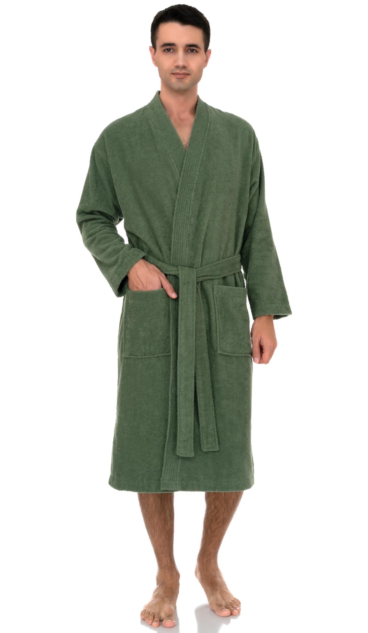 Premium Men's Cotton Terry Cloth Bathrobe - Soft & Absorbent Spa Robe for Men - Perfect for Home Relaxation, Lounging & After Shower Comfort