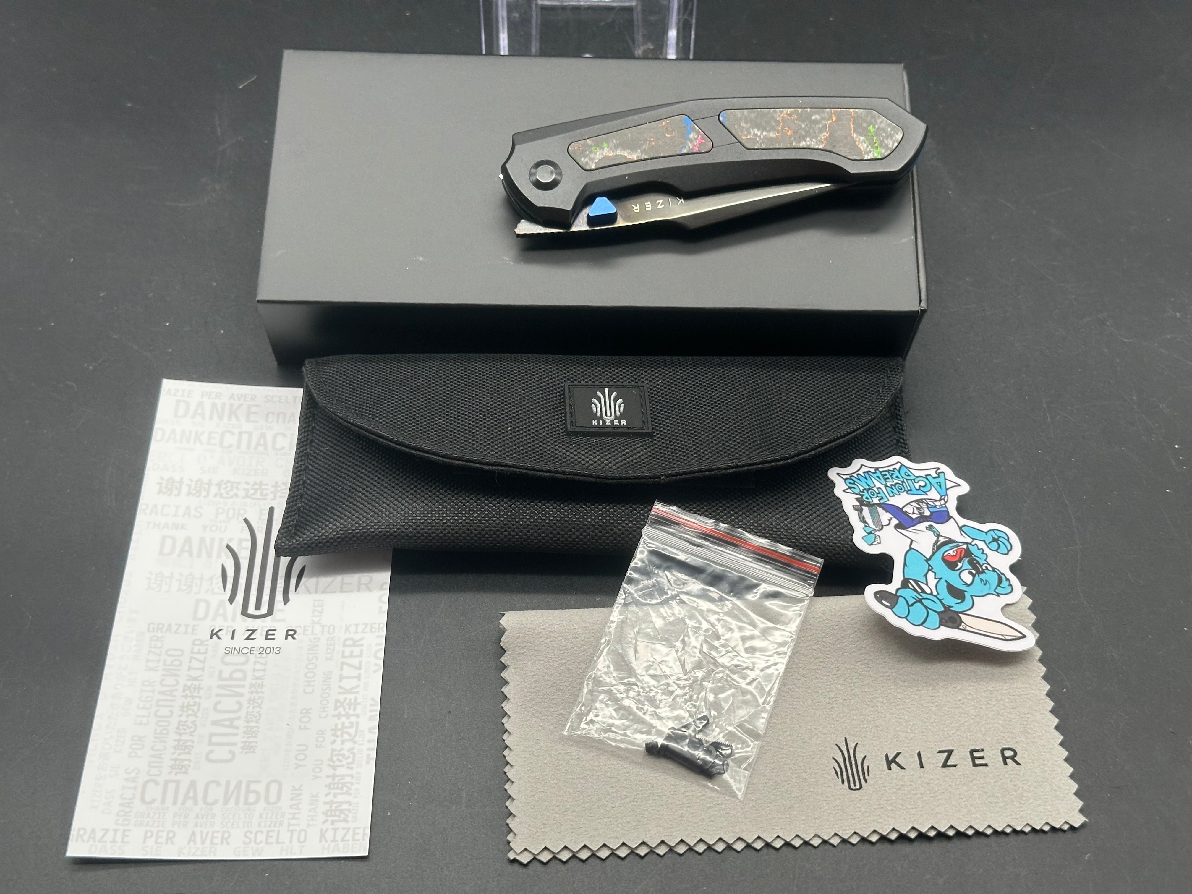 Kizer FEWEED Pocket Knife - S45VN Steel Blade with Titanium Handle & Camo Carbon Fiber Inlay - Perfect for EDC, Outdoor Adventures, and Survival Gear