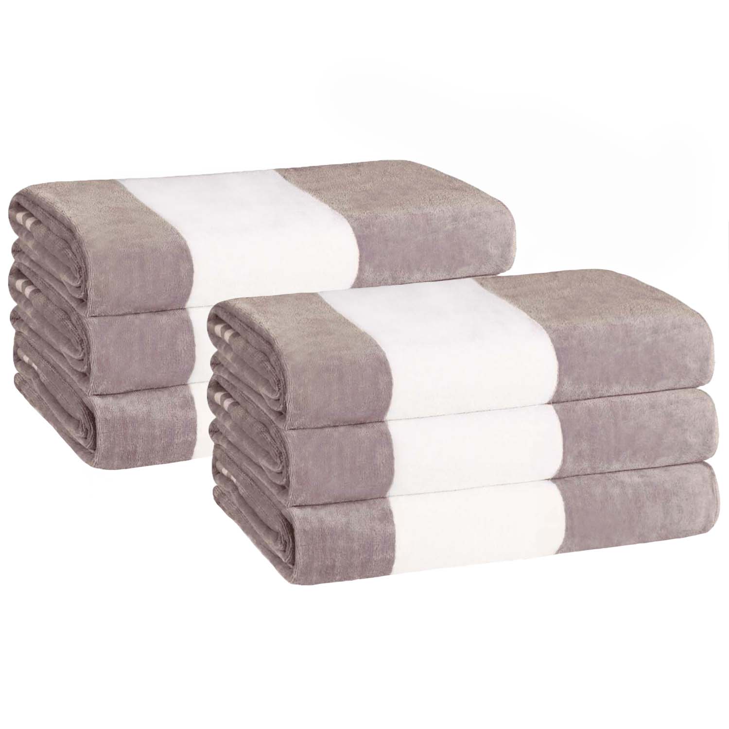 Premium Cabana Stripe Oversized Cotton Beach Towel Set of 2, 4, or 6 - Soft, Absorbent & Quick-Drying for Pool, Beach, Vacation & Spa Use