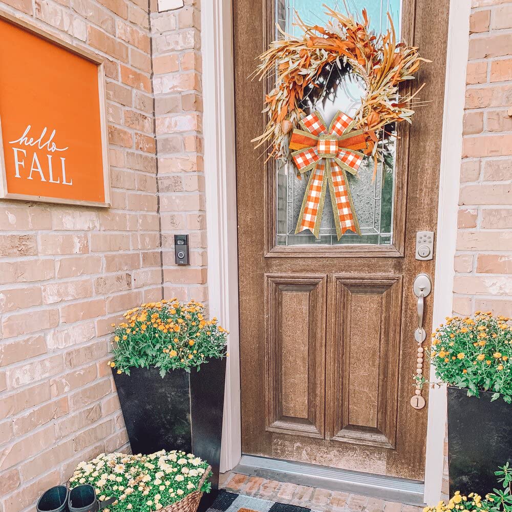 2pcs Fall Wreath Bows - Thanksgiving Decor for Home Indoor/Outdoor