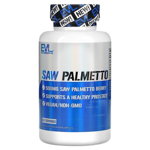 EVLution Nutrition Saw Palmetto Supplement - 60 Vegan Capsules for Prostate & Hair Health - Supports Urinary Function & Hormonal Balance - Perfect for Men's Daily Wellness Routine