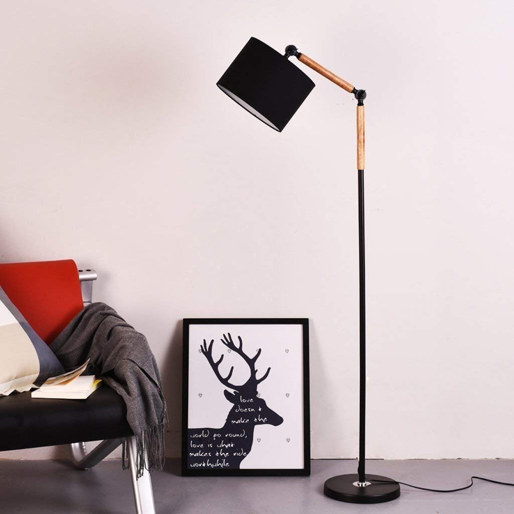 Modern Nordic LED Floor Lamp - Black Vertical Standing Light for Living Room, Bedroom & Study | Eye-Caring Rocker Design with Adjustable Brightness | Perfect for Reading, Working & Relaxing
