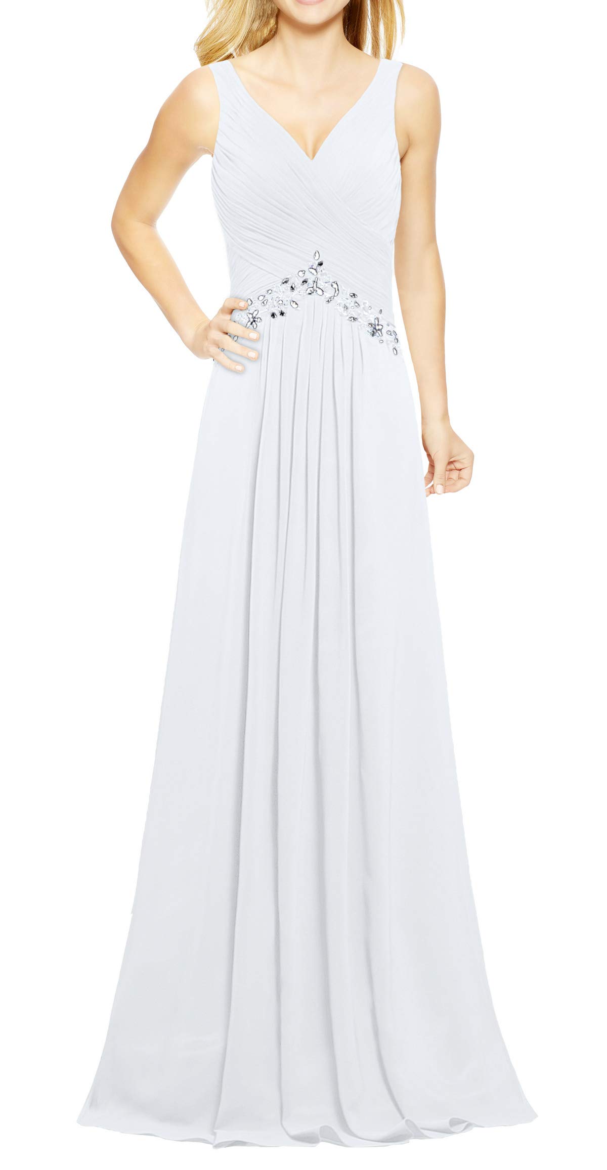 Elegant Women's V-Neck Sleeveless Long Evening Gown for Prom, Formal Dresses & Special Occasions - Perfect for Weddings, Galas, and Black Tie Events