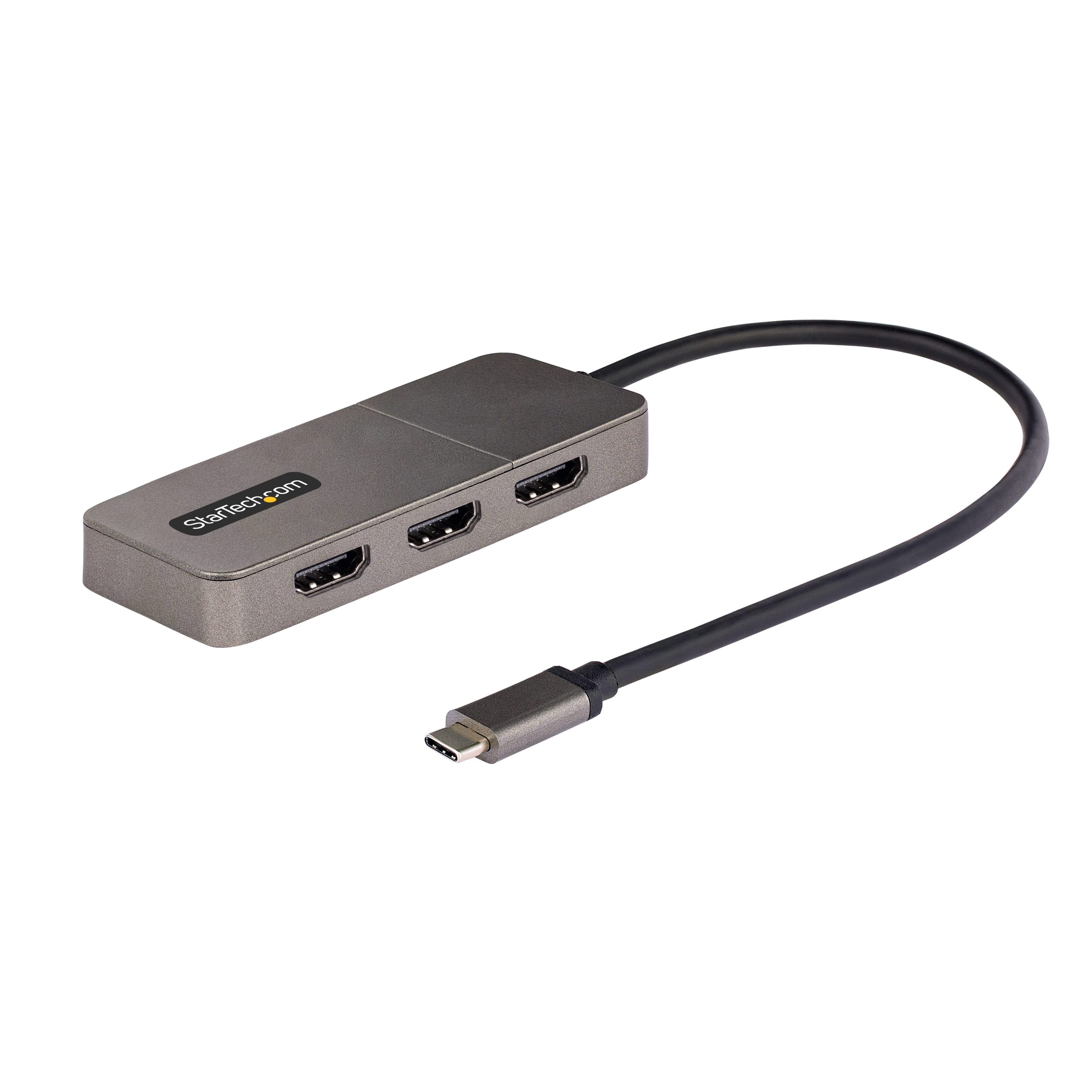 StarTech.com 3-Port USB-C to Triple HDMI Multi-Monitor Adapter - 4K 60Hz HDR Display Extender/Splitter for Laptop with Extra-Long Cable - Windows Compatible (MST14CD123HD) - Perfect for Home Office, Gaming & Video Editing