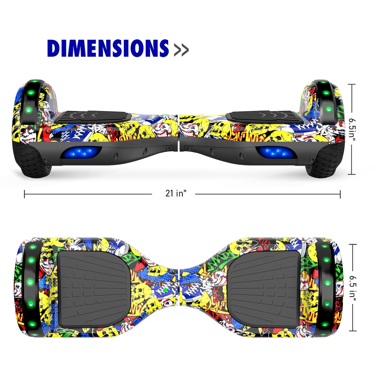 Self-Balancing Hoverboard Scooter with Bluetooth & LED Lights - 6.5