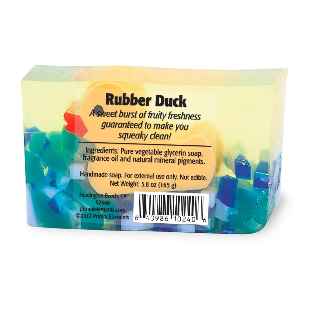 Primal Elements Bar Soap - Rubber Duck Scented, 6 oz (170g) | Natural Handmade Soap for Bath & Shower | Perfect Gift Set for Kids & Adults