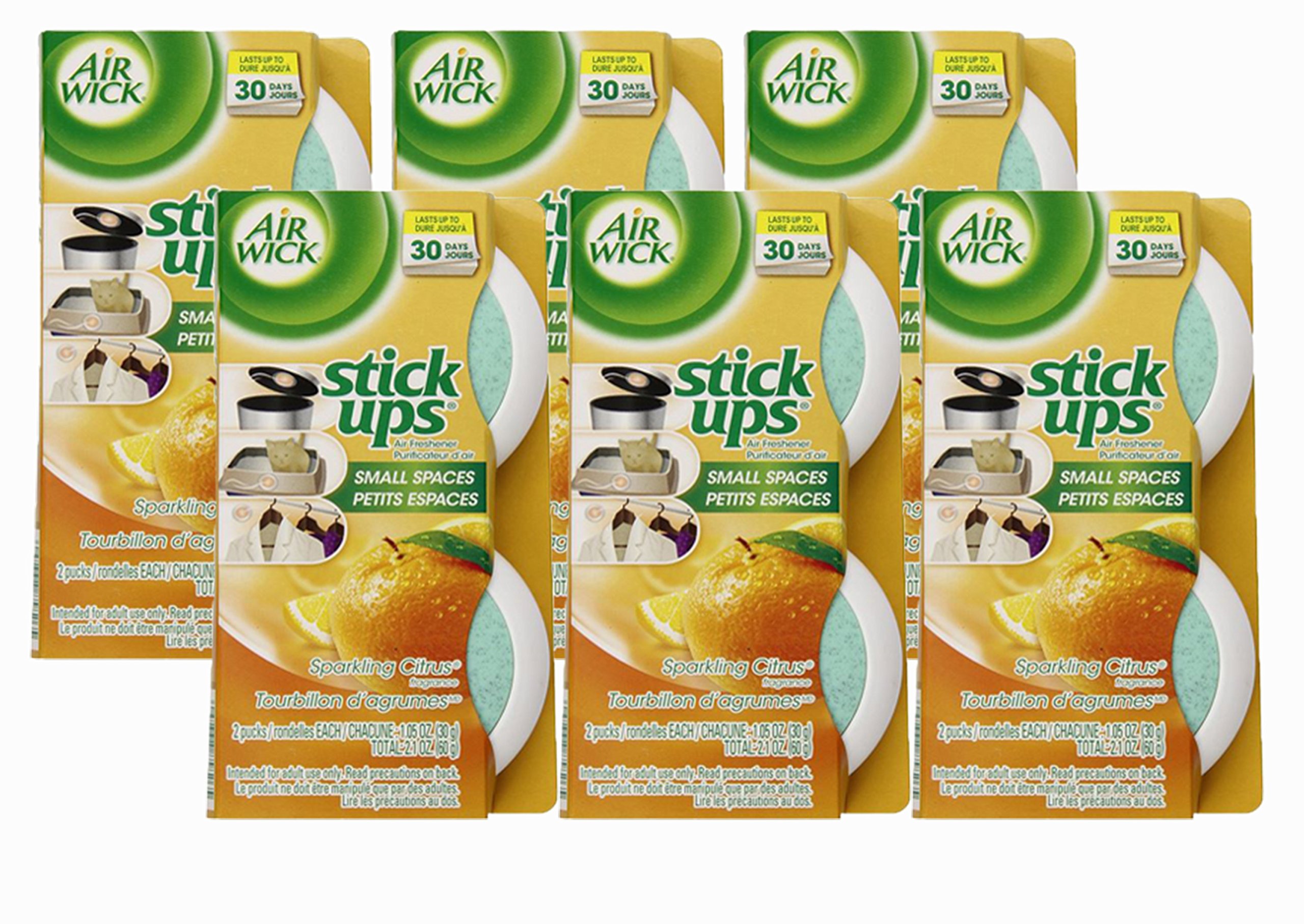 Air Wick Stick Ups Air Freshener Refills - Sparkling Citrus Scent, 12 Count (6 Packs of 2) | Long-Lasting Odor Eliminator for Home, Bathroom, Office & Car