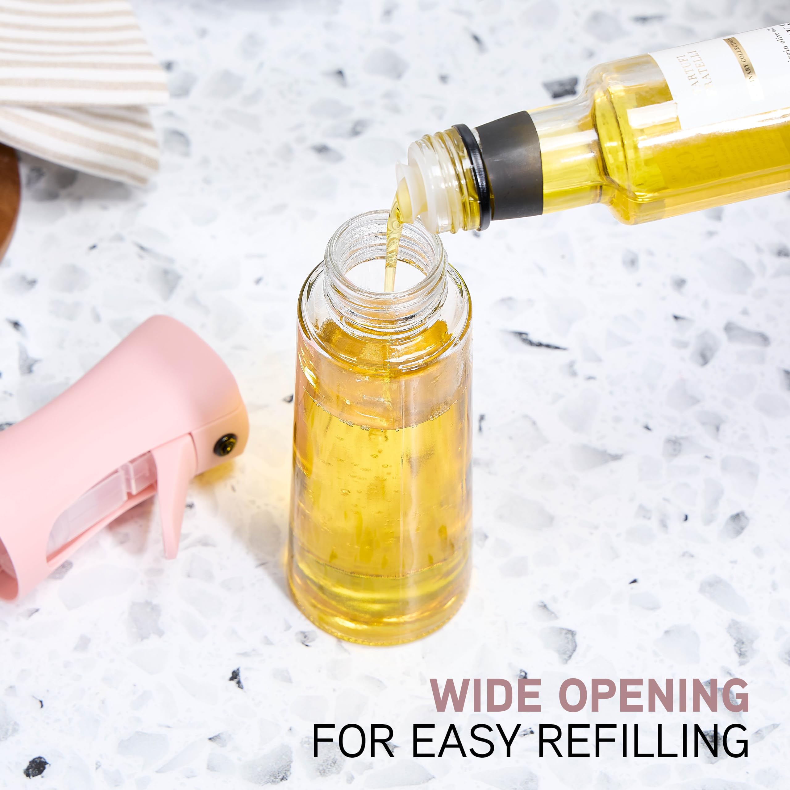 Healthy Olive Oil Spray Bottle for Cooking, BBQ & Air Fryers - Non-Slip Handle