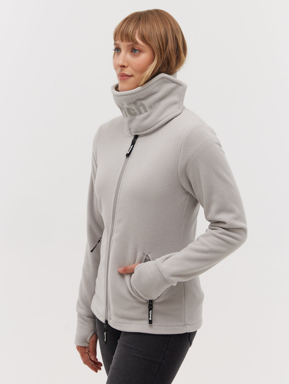 Microfleece Wrap Neck Zip Up Jacket for Women - Cozy Winter Outerwear for Hiking, Running & Outdoor Activities