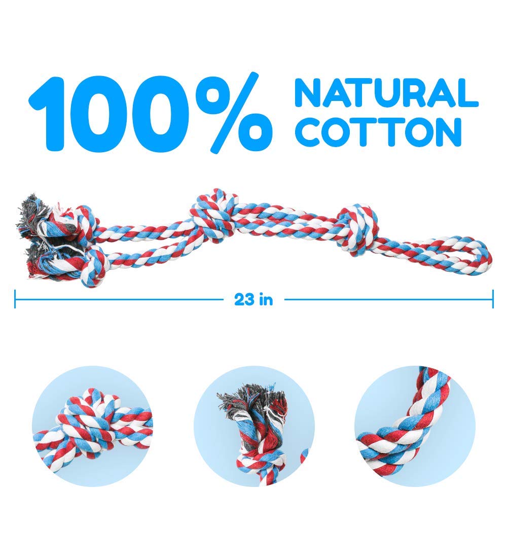 XL Nearly Indestructible Dog Rope Toy for Aggressive Chewers - Tough Tug of War Dog Toy for Large Dogs - Supports Non-Profit Dog Rescue - Perfect for Outdoor Play and Indoor Training, Red