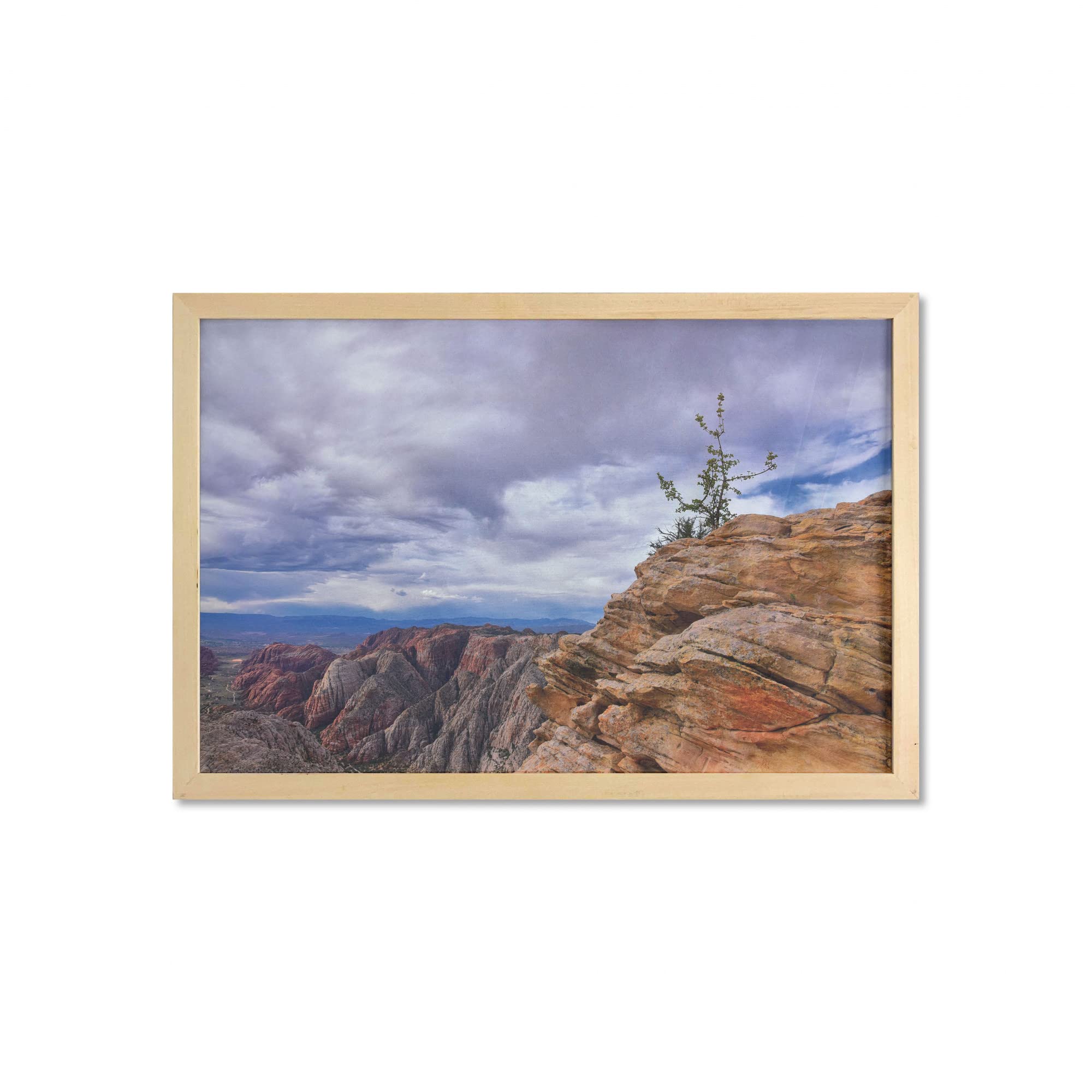 Ambesonne Canyon Landscape Wall Art with Frame - Hiking Trail State Park Scenery Printed Fabric Poster, 35