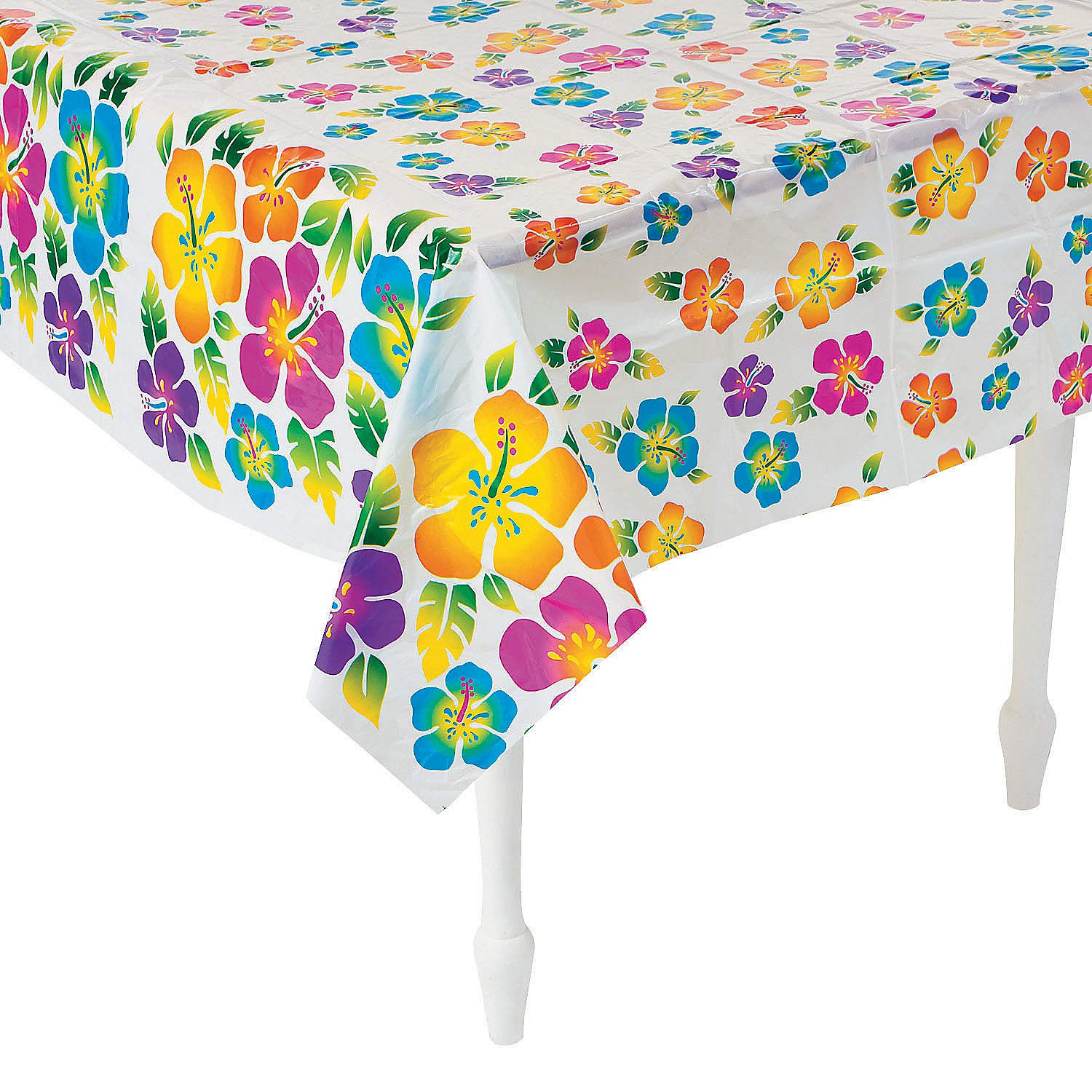 Hibiscus Print Plastic Tablecloth - 53x73