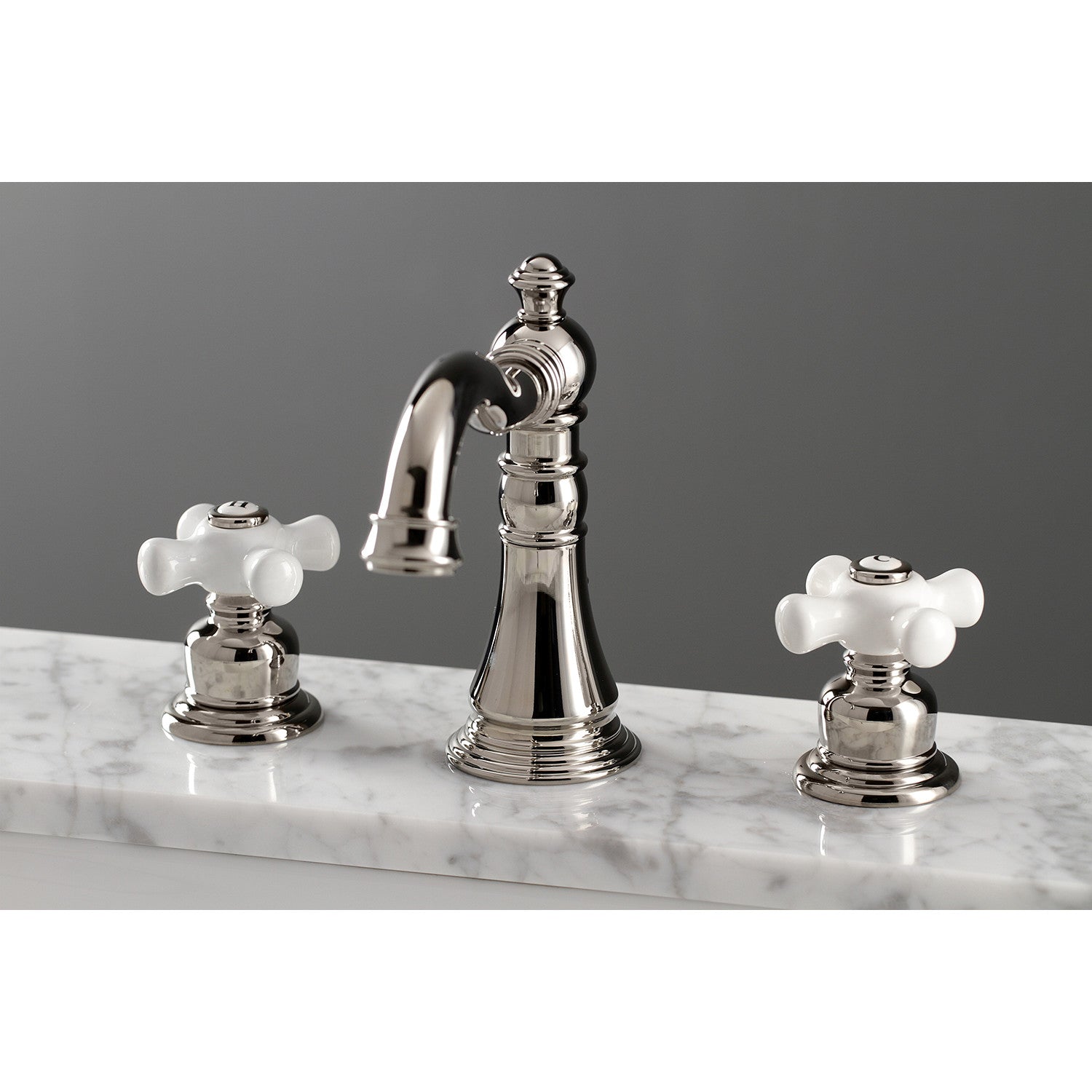 American Classic FSC1979PX 3-Hole Widespread Bathroom Faucet with Brass Pop-Up Drain - Two Handle Deck Mount in Polished Nickel - Perfect for Modern Bathroom Vanities and Sink Upgrades