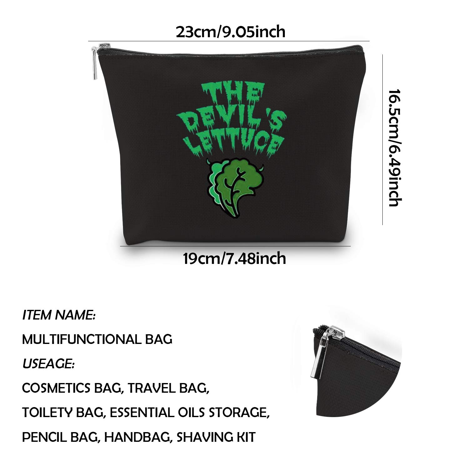 Funny Weed Lover Gift - Devils Lettuce Cosmetic Bag | Stoner Humor Toiletry Pouch for Cannabis Enthusiasts | Perfect for 420 Parties, Festivals & Travel Accessories