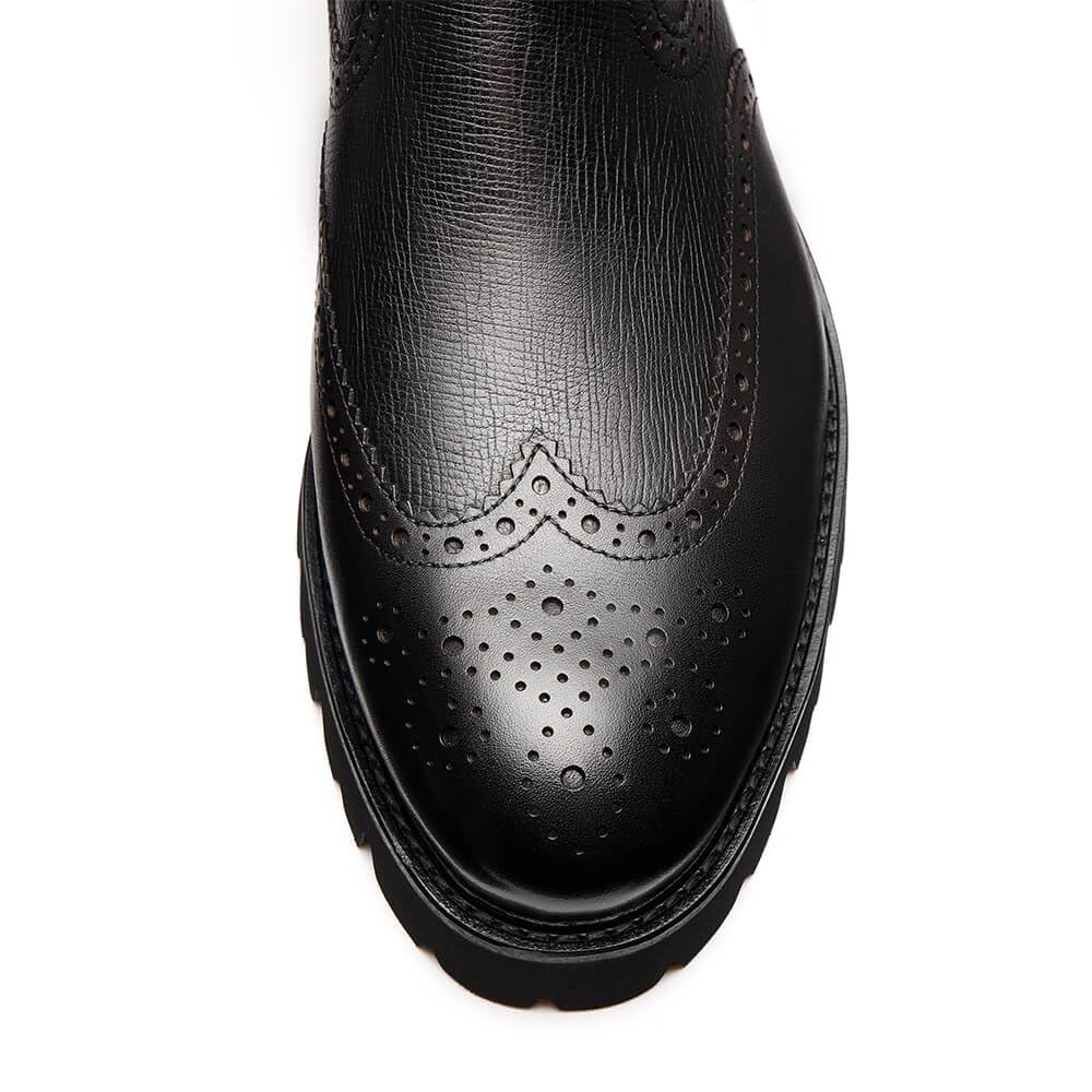 Jepsengord Men's Genuine Leather Chelsea Boots - Wingtip Brogue Dress Boots for Business & Casual Wear | Waterproof Ankle Boots for Office, Wedding & Outdoor Activities