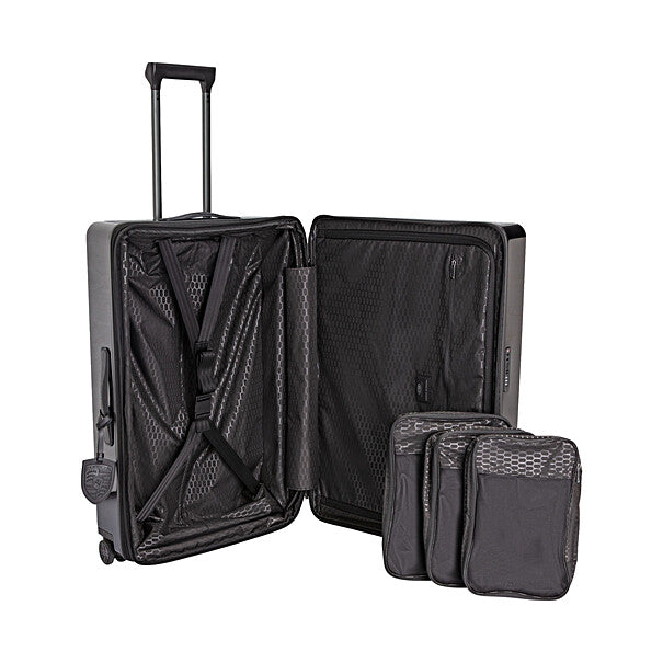 Porsche Roadster Hardcase Trolley Luggage - Black Metallic Large Suitcase for Travel, Business Trips & Weekend Getaways | Durable Spinner Carry-On with 4 Wheels