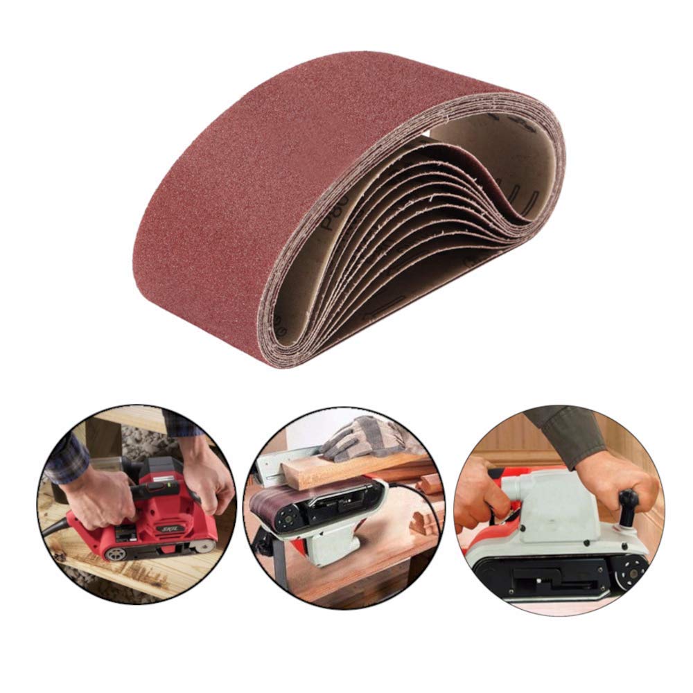 3 Inch x 18 Inch Sanding Belts - 10 Pack Aluminum Oxide Sanding Belts with 60/80/120/180/240/320/400/600/800/1000 Grits for Woodworking & Metal Polishing - Perfect for Belt Sanders, DIY Projects, Furniture Refinishing and Automotive Sanding