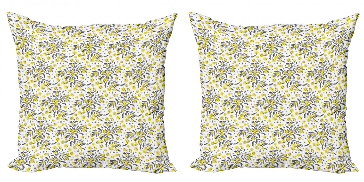 Ambesonne Floral Decorative Throw Pillow Covers Set of 2, 20