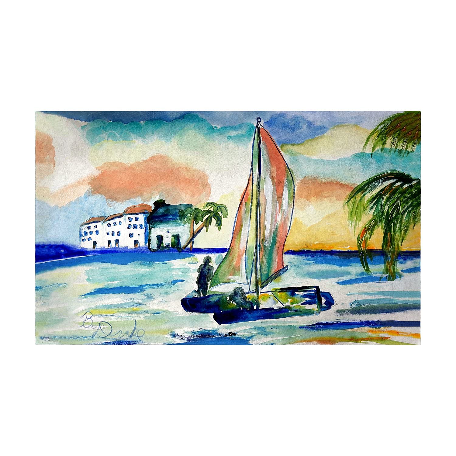 Betsy Drake Catamaran Large Non-Slip Door Mat - Waterproof & Durable Indoor/Outdoor Entryway Rug for Home, Porch, Deck & Boat Use