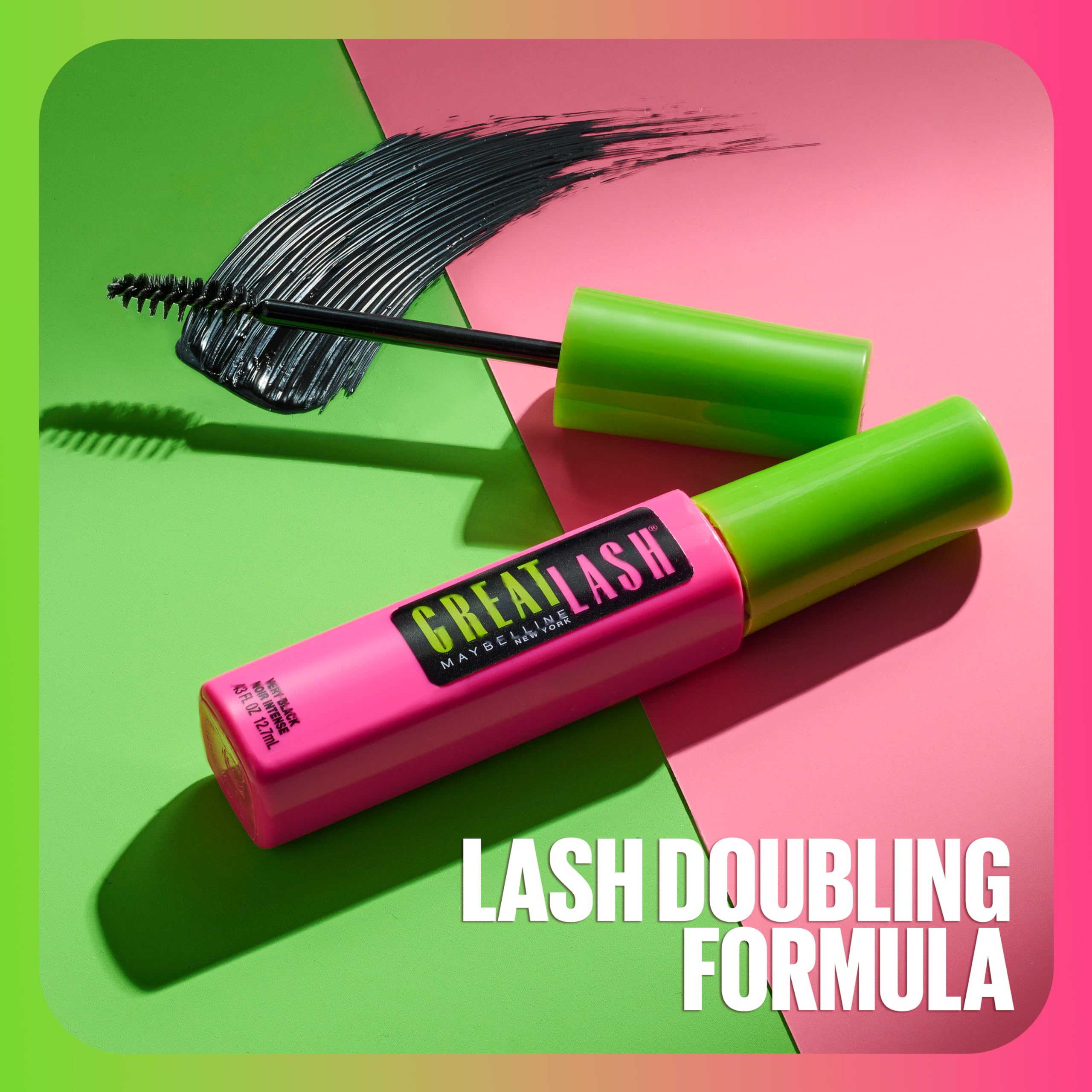 Maybelline Great Lash Volumizing & Lengthening Mascara - Blackest Black (2-Pack) | Washable Formula for Dramatic Lashes | Perfect for Everyday Wear & Special Occasions