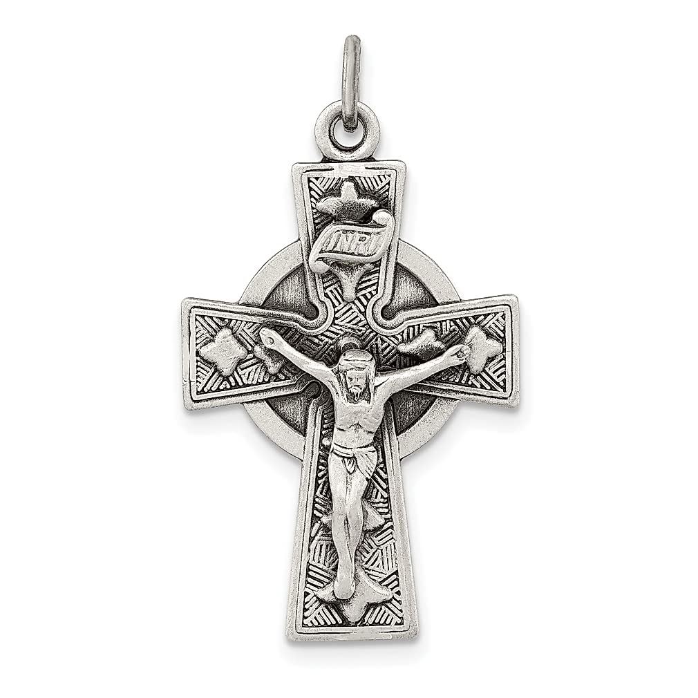 925 Sterling Silver Irish Crucifix Cross Pendant Necklace - Religious Celtic Jewelry for Women, Gifts for Her - Perfect for Church, Baptism, Confirmation & Everyday Wear