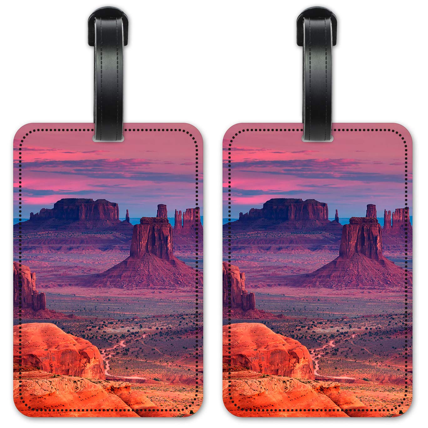 Above The Desert at Dawn Luggage ID Tags - Waterproof Suitcase Identification Cards Set of 2 - Perfect for Travel, Airports & Lost Baggage Protection