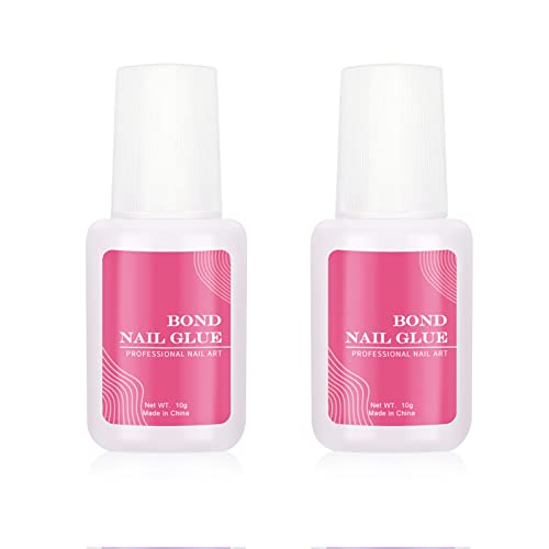 2-Pack 10g Strong Nail Glue for Acrylic Nails, Nail Tips & Press-On Nails - Fast Drying Nail Adhesive for Broken Nail Repair & Fake Nail Application - Perfect for Salon, Home Manicures & Nail Art