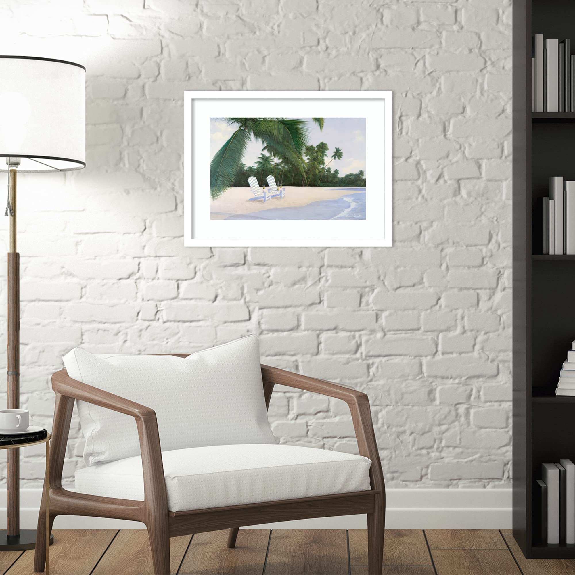 Amanti Art Framed Wall Art Print 16x21 - Tropical Island Hideaway Beach Painting by Diane Romanello | Coastal Decor & Tropical Wall Art for Living Room, Bedroom, Bathroom, Kitchen & Office | Perfect for Beach House Decor, Vacation Home & Coastal Themed Interiors
