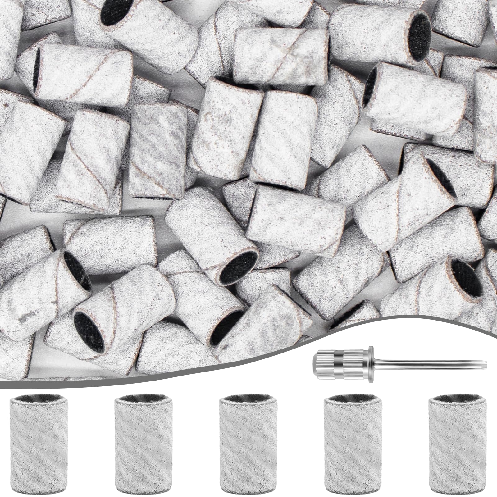 240 Grit Sanding Bands for Nail Drill - 100Pcs Extra Fine Nail Sanding Bands for Natural Nails Polishing, Shaping & Manicure - Professional Zebra Sanding Bands Set for At-Home & Salon Nail Care - Perfect for Gel, Acrylic & Pedicure Applications