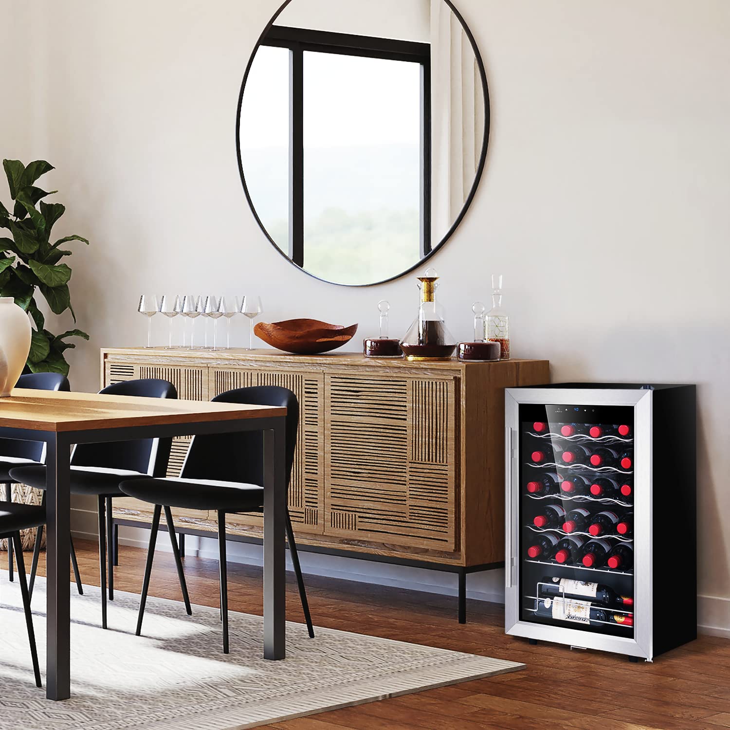 Kalamera 24 Bottle Wine Cooler Refrigerator - Freestanding Single Zone Compressor Wine Fridge with Stainless Steel Glass Door, Temperature Control 41°F-64°F for Home, Office, Bar - Perfect for Storing Wine, Beer, and Beverages