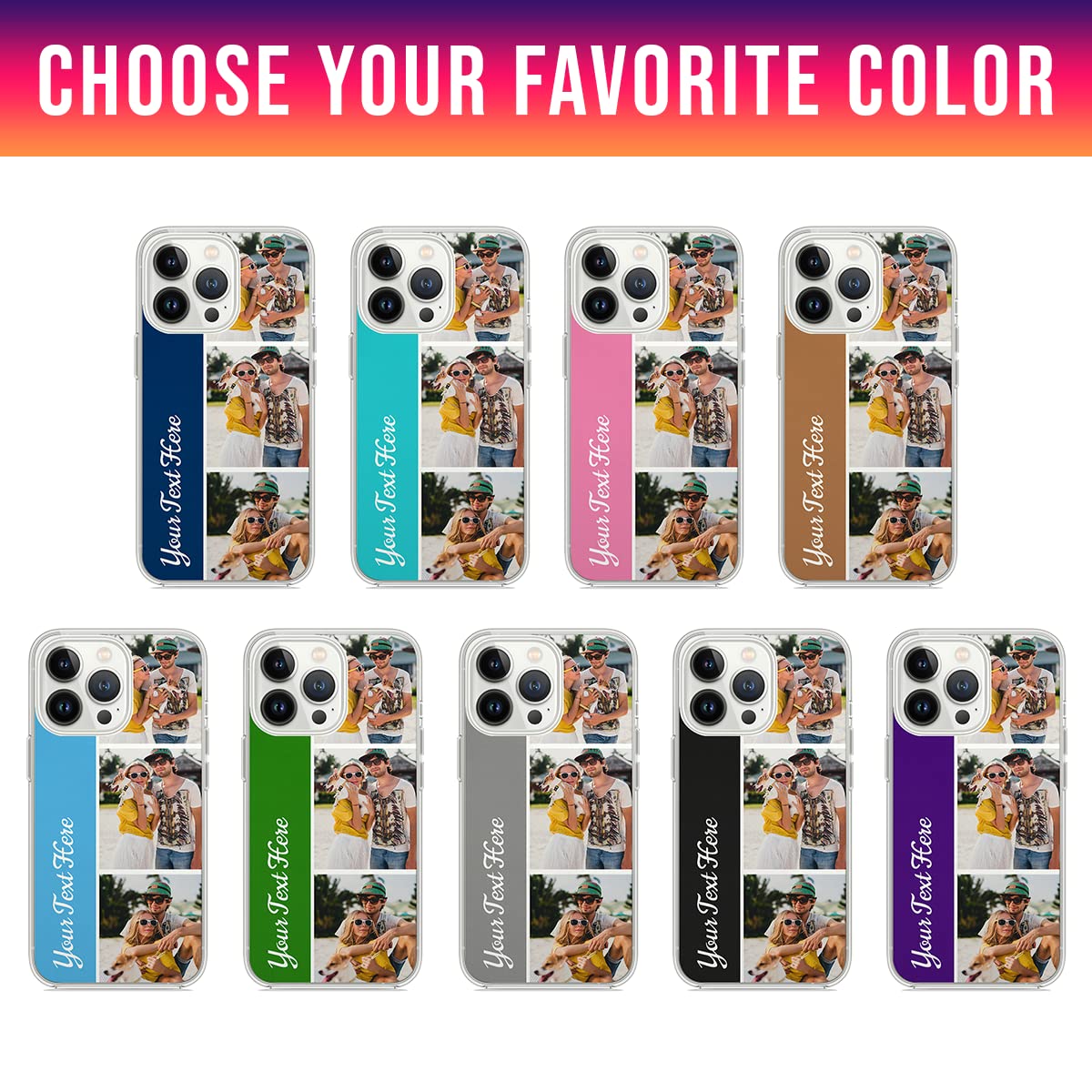 Custom Photo Phone Case for Couples & Best Friends - Personalized Wedding Picture Collage with Text - Compatible with iPhone 16/15/14/13/12/11/XR/X/XS/8/7/Plus/Mini/Pro/Max - Perfect Gift for Anniversaries, Valentine's Day & Special Occasions