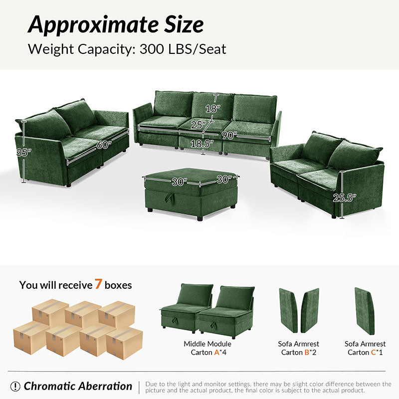 Harmetrix Oversized Soft Sectional Couch with Storage | Modern L-Shaped Sofa Bed with Hidden Compartment | Perfect for Living Room, Family Room & Small Spaces