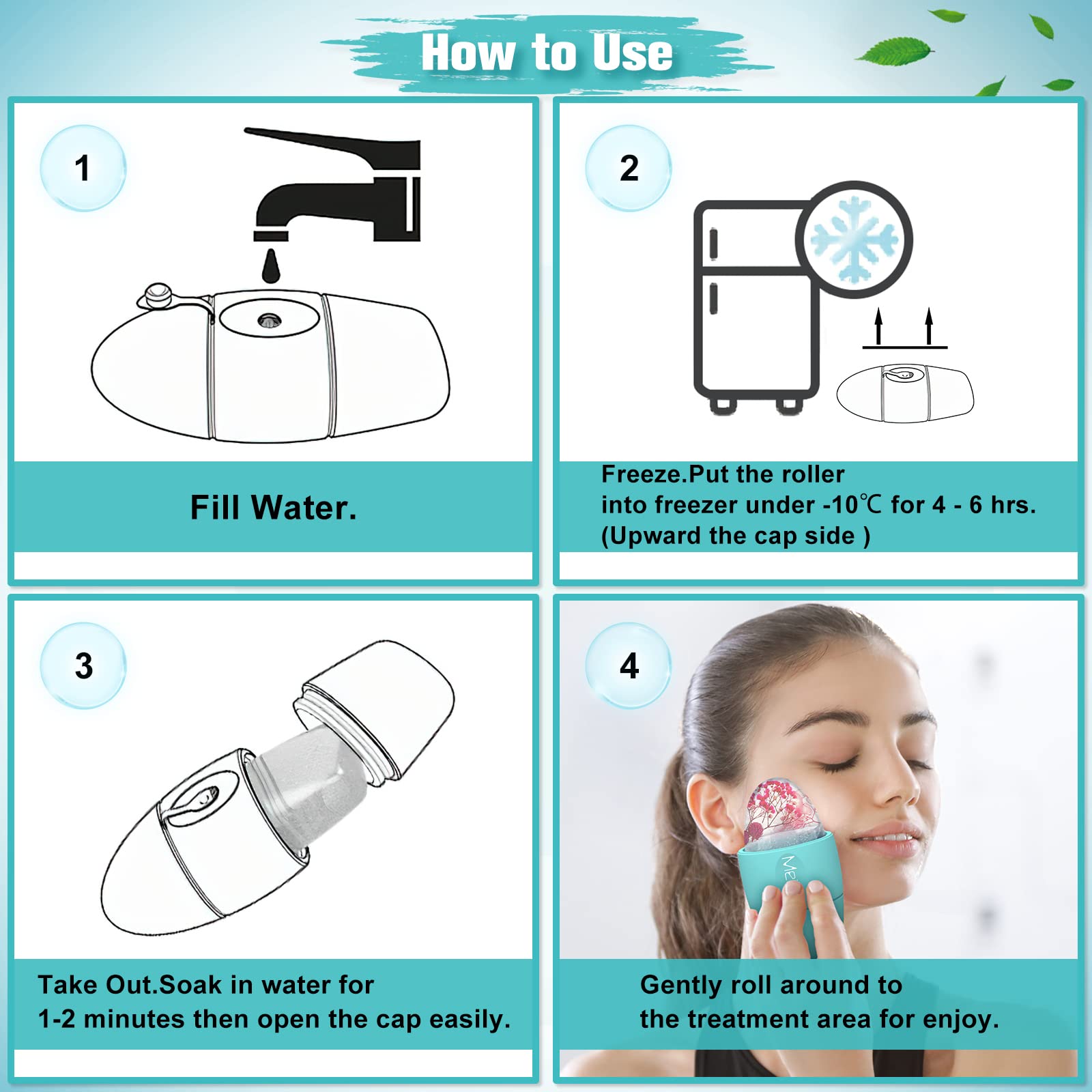Ice Roller for Face and Eyes - Cooling Facial Massager to Reduce Puffiness, Dark Circles & Migraine Pain Relief - Skin Care Tool for Anti-Aging & Minor Injury Recovery - Perfect for Morning Routine, Post-Workout & Spa Days