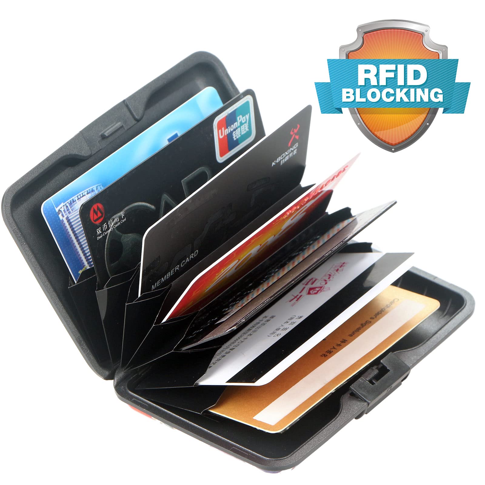 Mini Aluminum RFID Blocking Credit Card Holder - Slim Metal Wallet for Men & Women, Business & ID Cards - Blue 3D Flower Design | Perfect for Travel, Work & Everyday Use