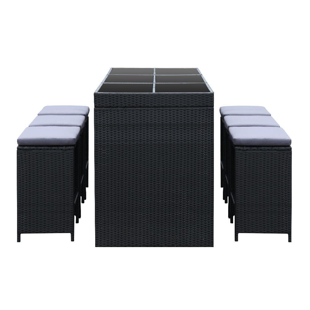 7-Piece Outdoor Dining Table Set in Black - Perfect for Patio, Garden, and Backyard Entertaining