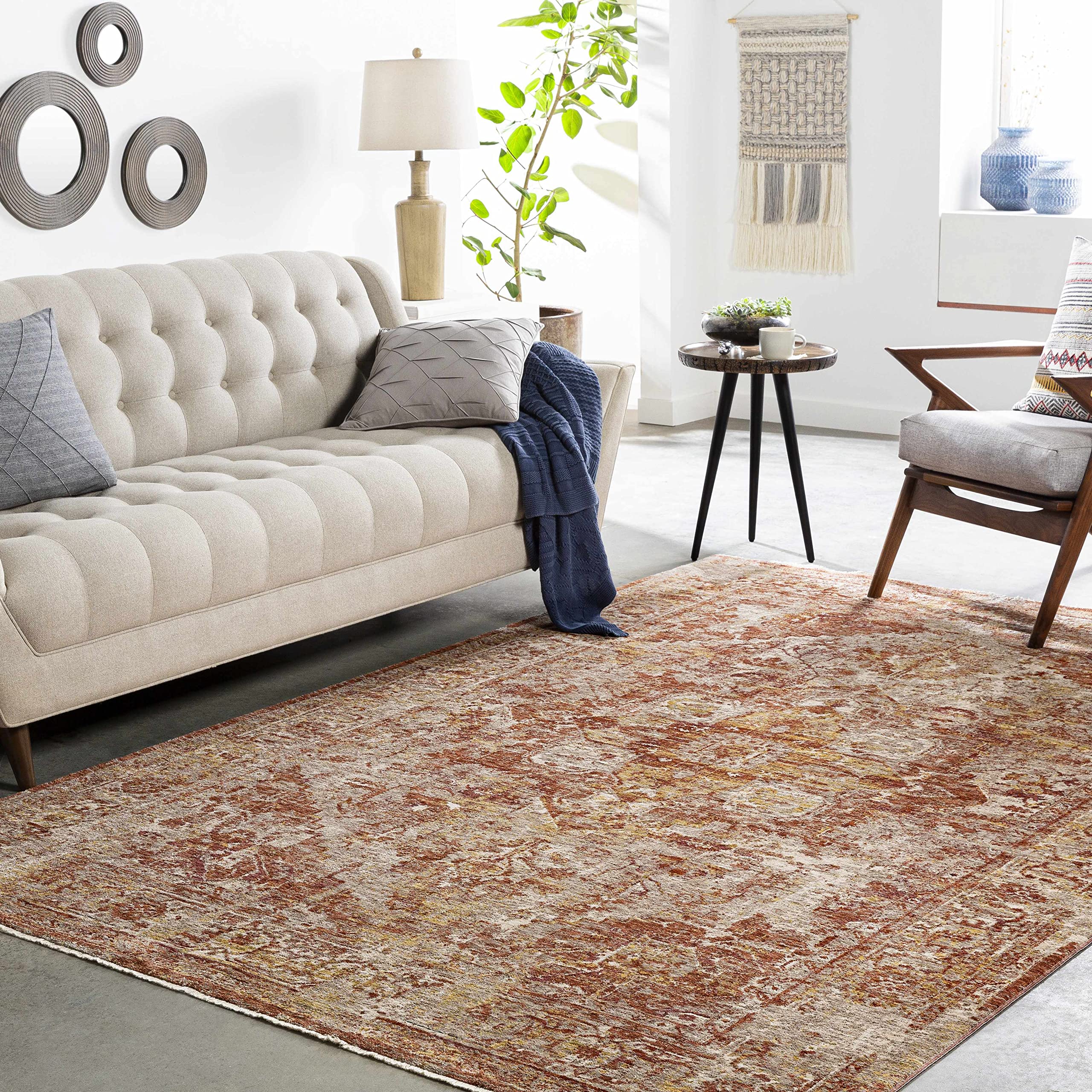 Hauteloom Strathbogie Traditional Area Rug 10' x 14' - Beige, Brown & Red Handwoven Living Room & Bedroom Rug - Perfect for Cozy Home Decor, Sofa Accent or Bedside Floor Covering