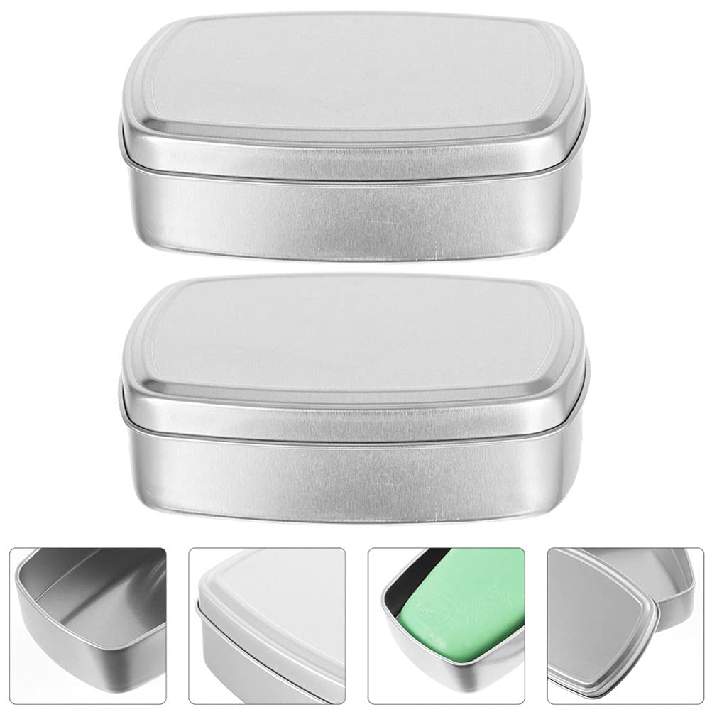 3-Pack Square Aluminum Soap Holder Boxes - Elegant Bathroom Soap Container, Travel Soap Case & Sink Organizer for Home, Hotel, Spa (Housewarming Gift Idea) - Perfect for Vanity, Guest Bath & Travel Toiletry Kit