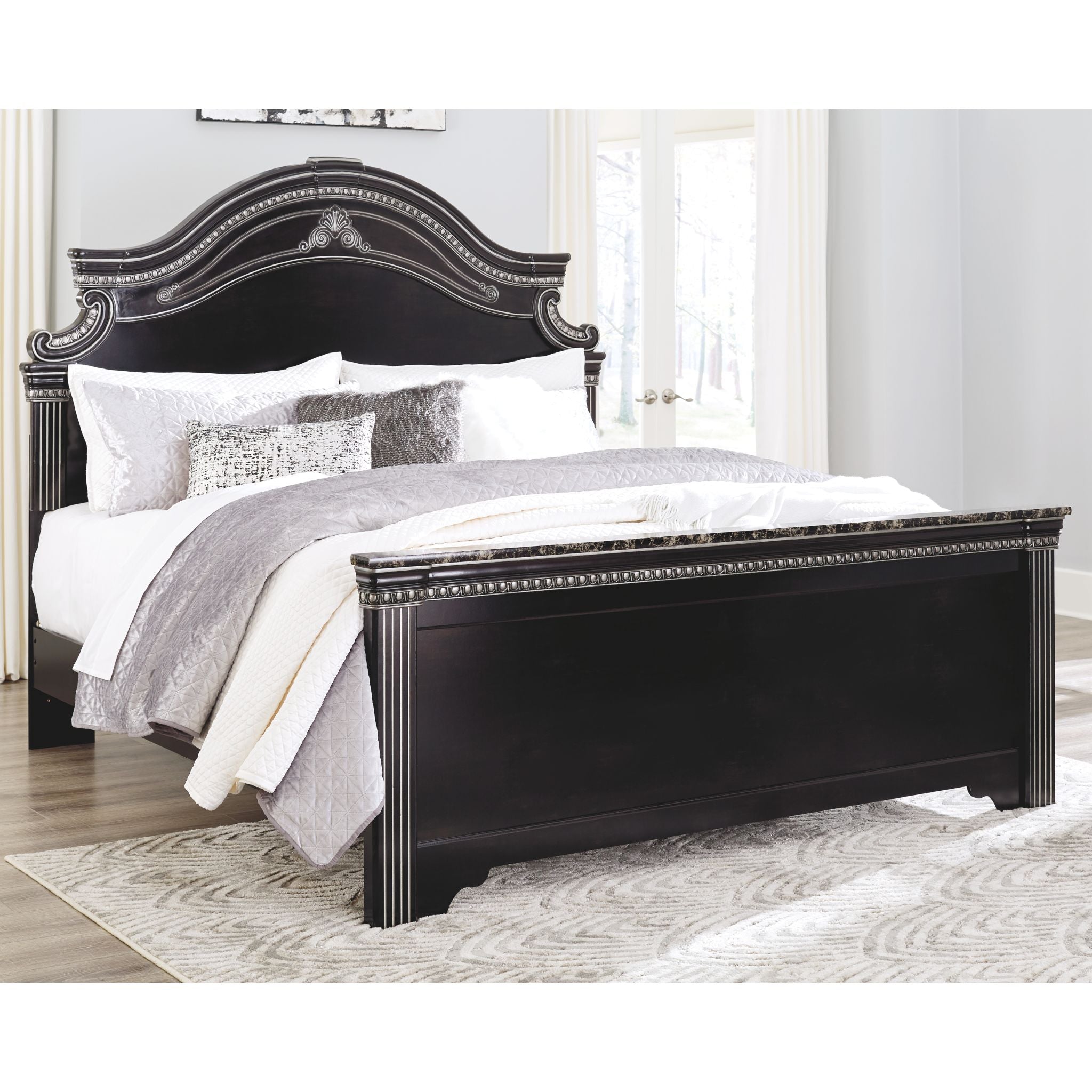 Ashley Necessities 3-Piece Queen Panel Bed Frame - Modern Wooden Bedroom Furniture Set with Headboard & Footboard - Perfect for Master Bedrooms, Guest Rooms & Small Spaces