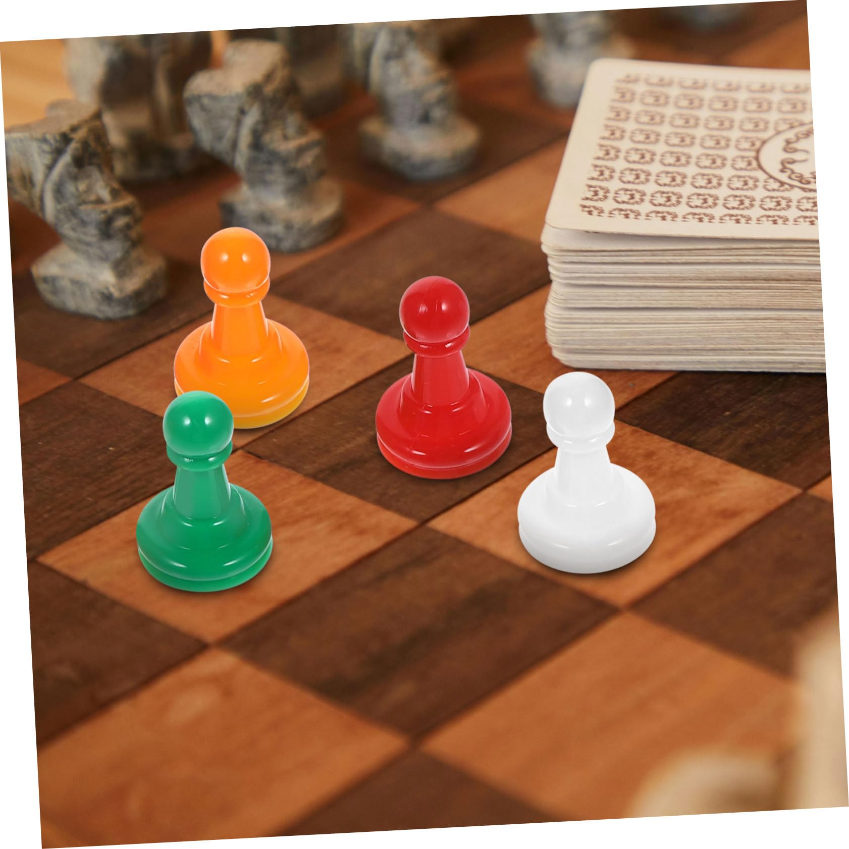 HAWILLOSCH 32-Piece Colorful Plastic Chess Set - Board Game Tokens, Pawns & Accessories for Chess, Checkers & Strategy Games | Perfect for Family Game Nights, Travel & Classroom Learning