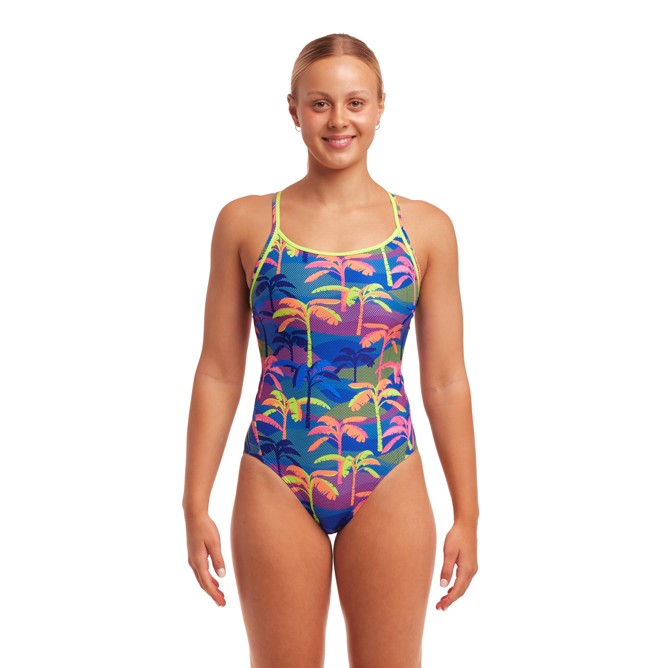 Funkita Palm A Lot Diamond Back Women's Swimsuit - Stylish One-Piece Bathing Suit for Swimming, Beach & Pool Activities