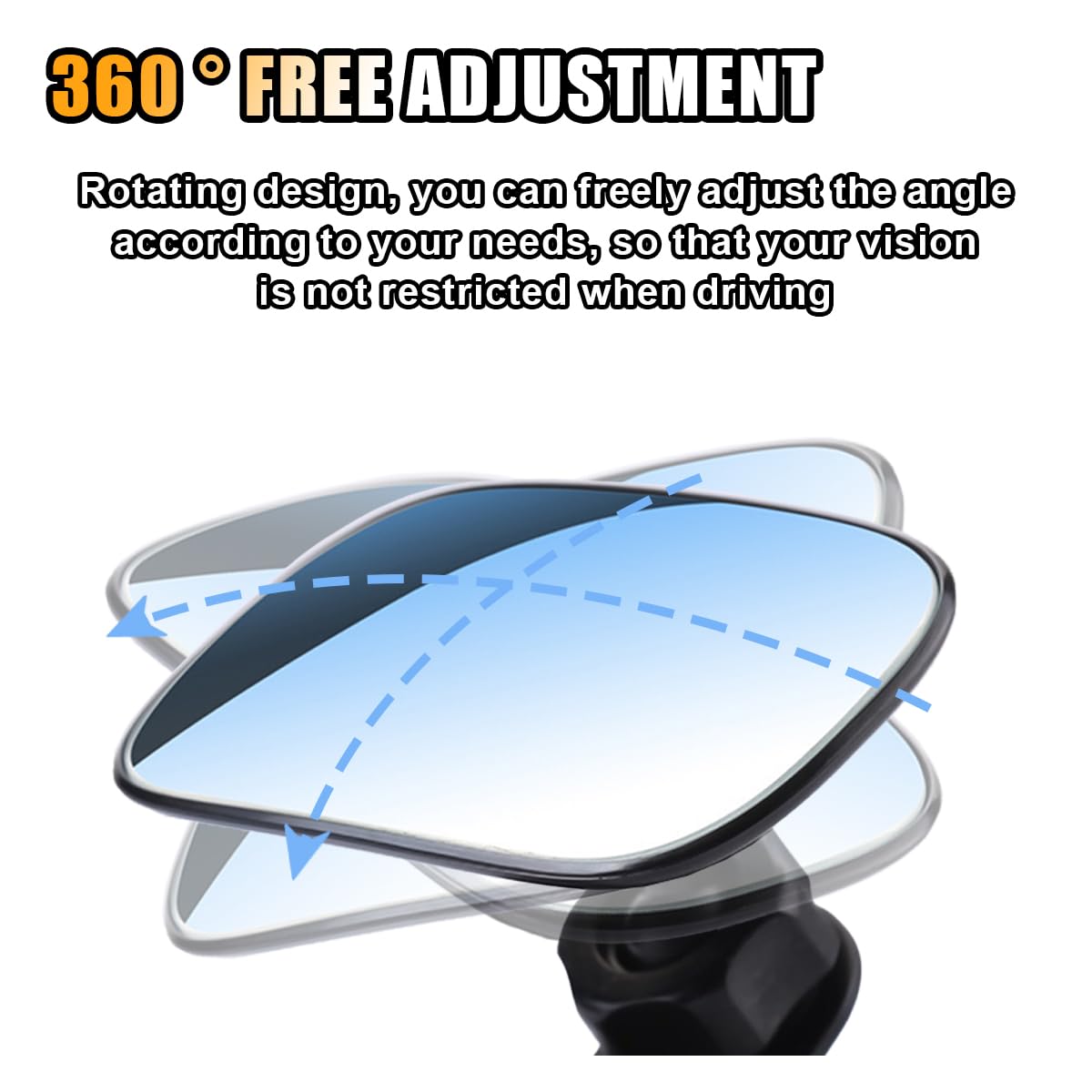 Universal Car Rearview Baby Mirror - Wide Angle Adjustable Clip-On Safety Mirror for Backseat Passengers - Black - Perfect for Monitoring Kids & Pets While Driving