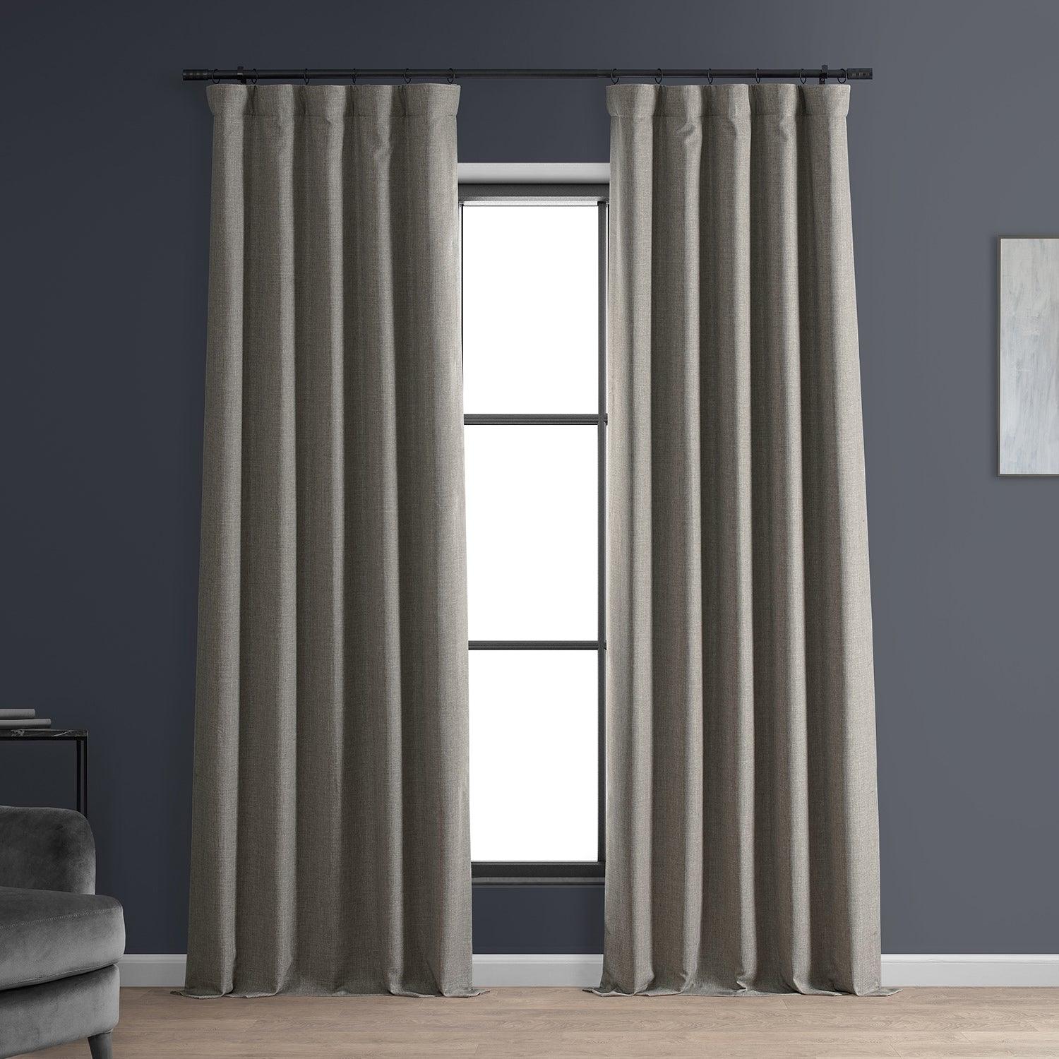 Blackout Curtains for Bedroom - Destination Slate Faux Linen Hotel Style Window Drapes - Perfect for Home, Office & Nursery (54x84 Inches)