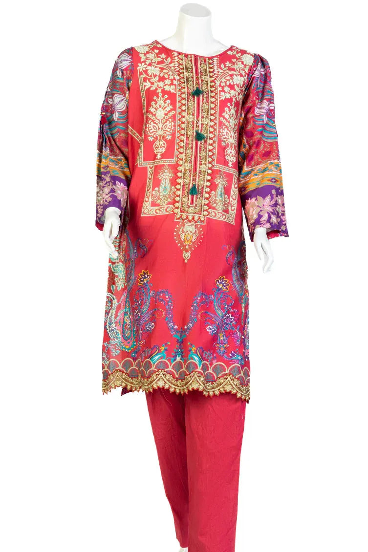 J. Junaid Jamshed Women's Pink Cambric 2-Piece Suit Set - Elegant Formal Wear for Office, Parties & Special Occasions