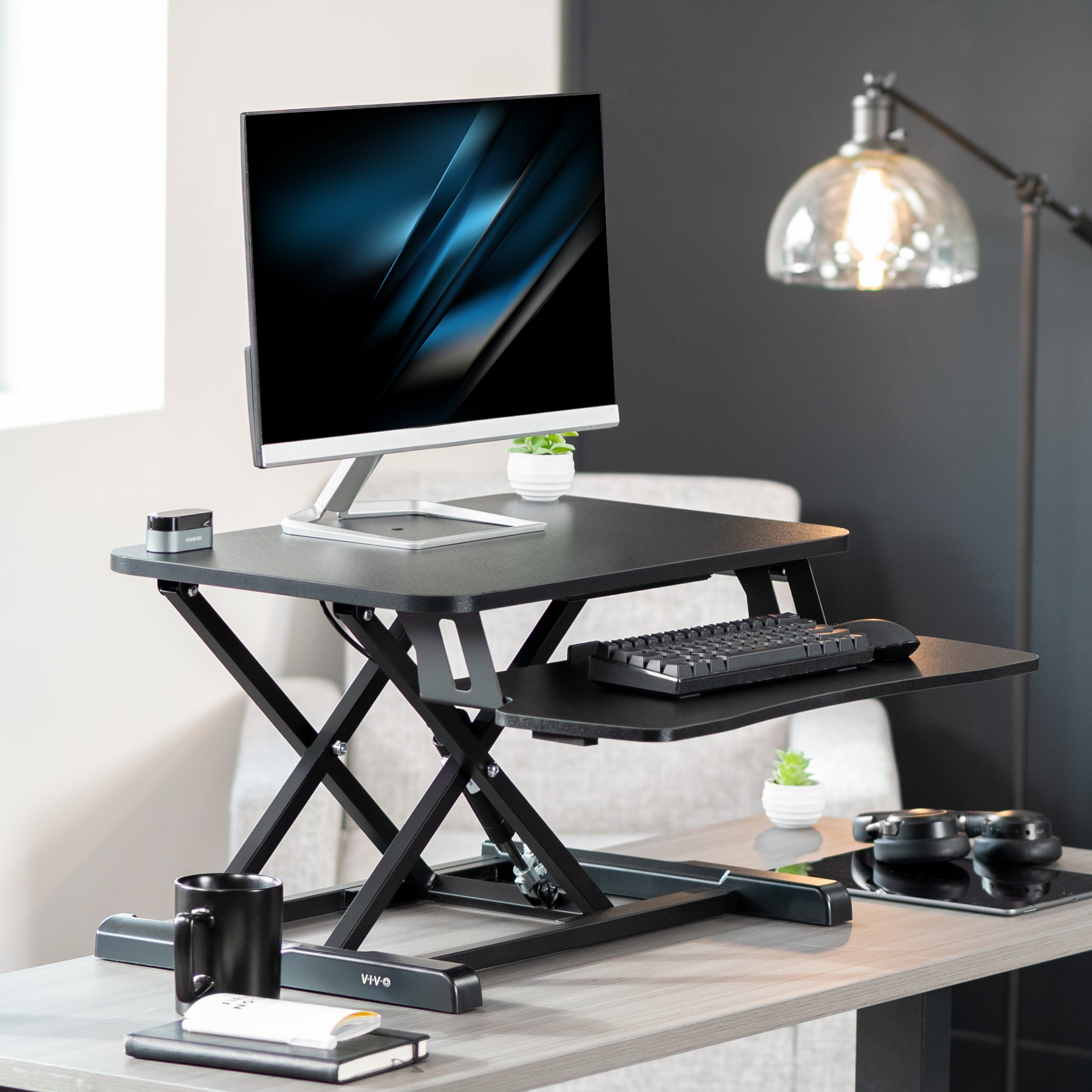 Adjustable K Series Standing Desk Converter - Ergonomic Height Riser for Home & Office Workspace - Perfect for Work from Home, Study, and Gaming