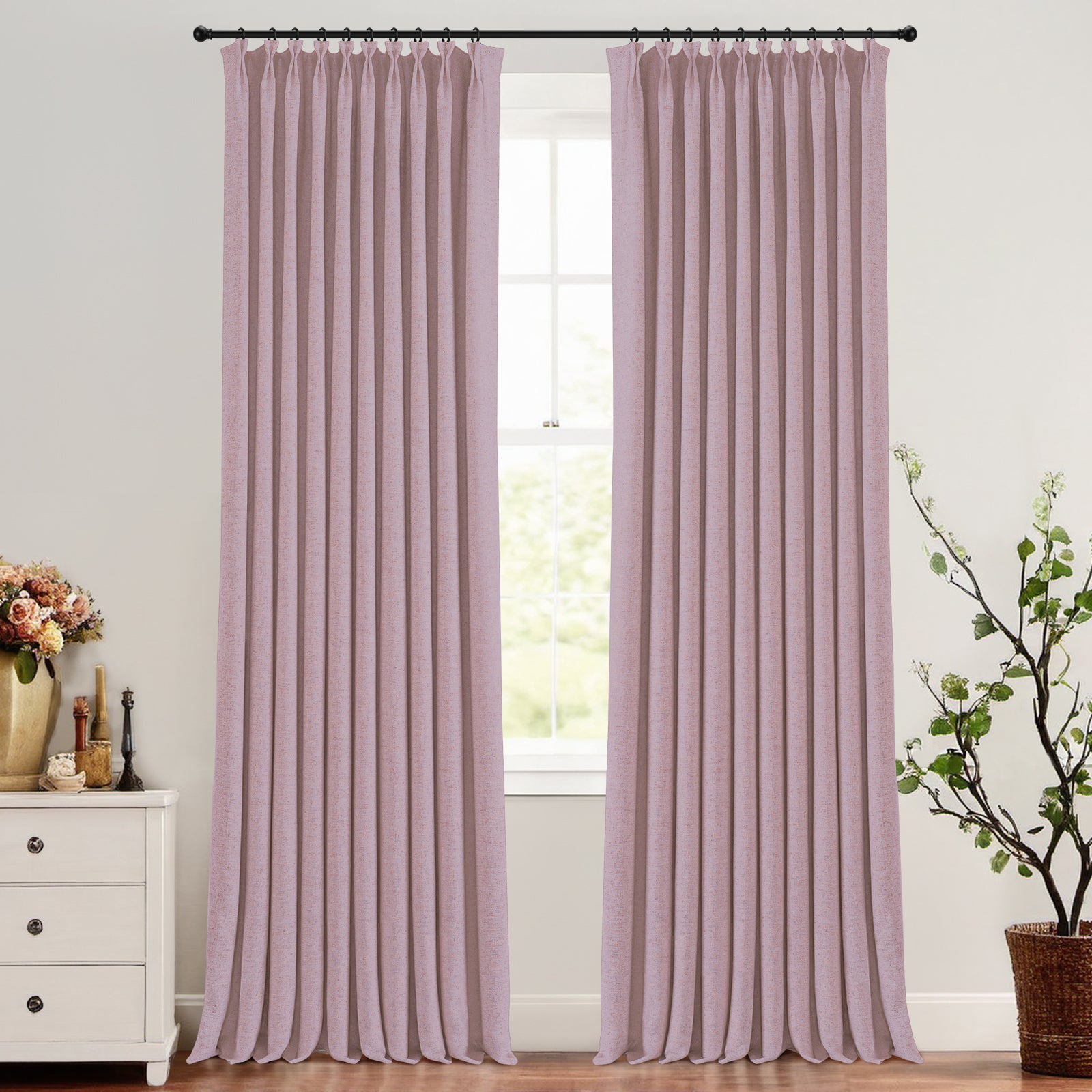 Hunter Green Blackout Curtains - Thermal Insulated Pleated Drapes for Bedroom & Living Room | Noise Reducing & Energy Efficient Window Treatments | Modern Custom Ron Cotton Curtains for Home Decor