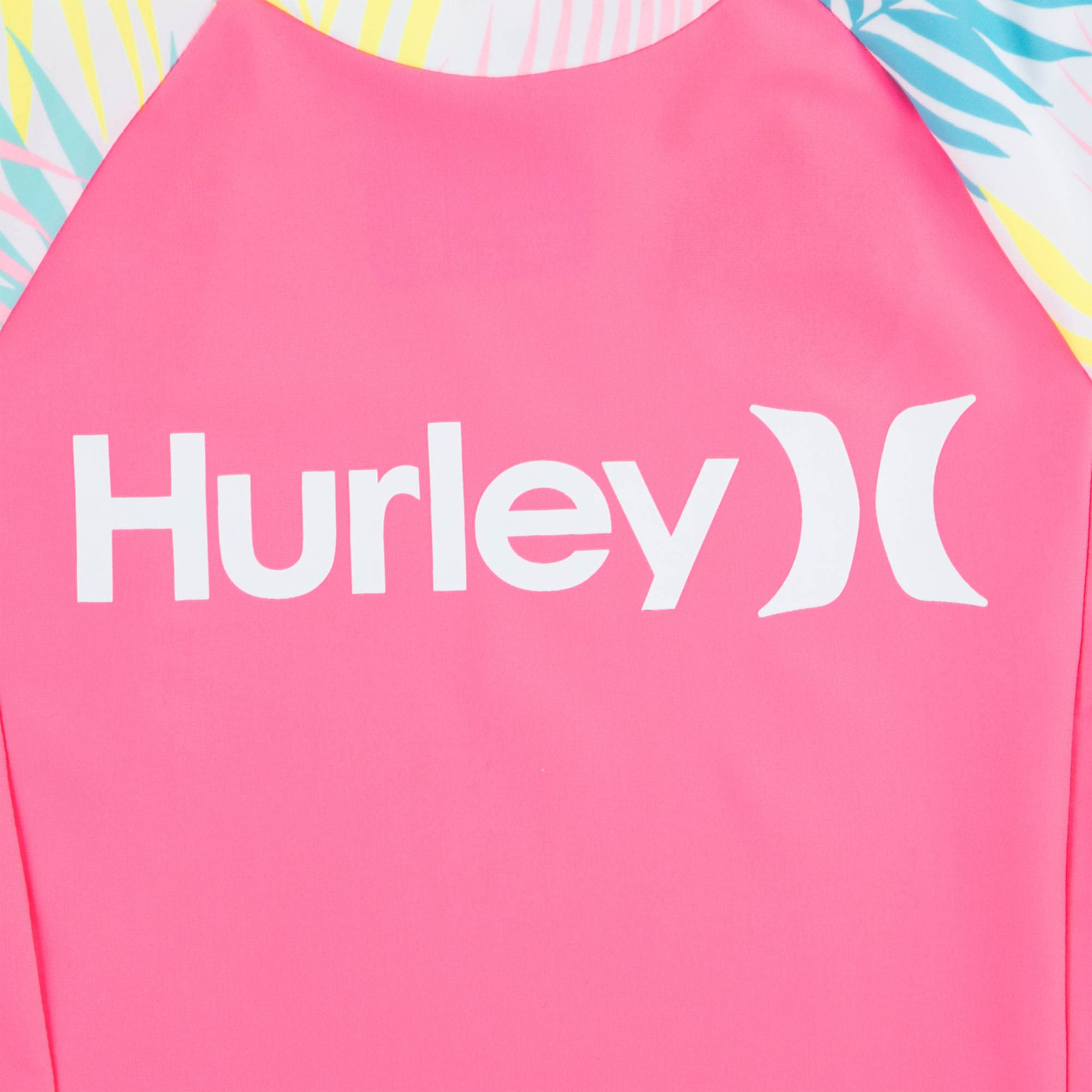 Hurley Girls' Long Sleeve Rash Guard Swimsuit UPF 50+ Sun Protection - Perfect for Surfing, Swimming & Beach Activities