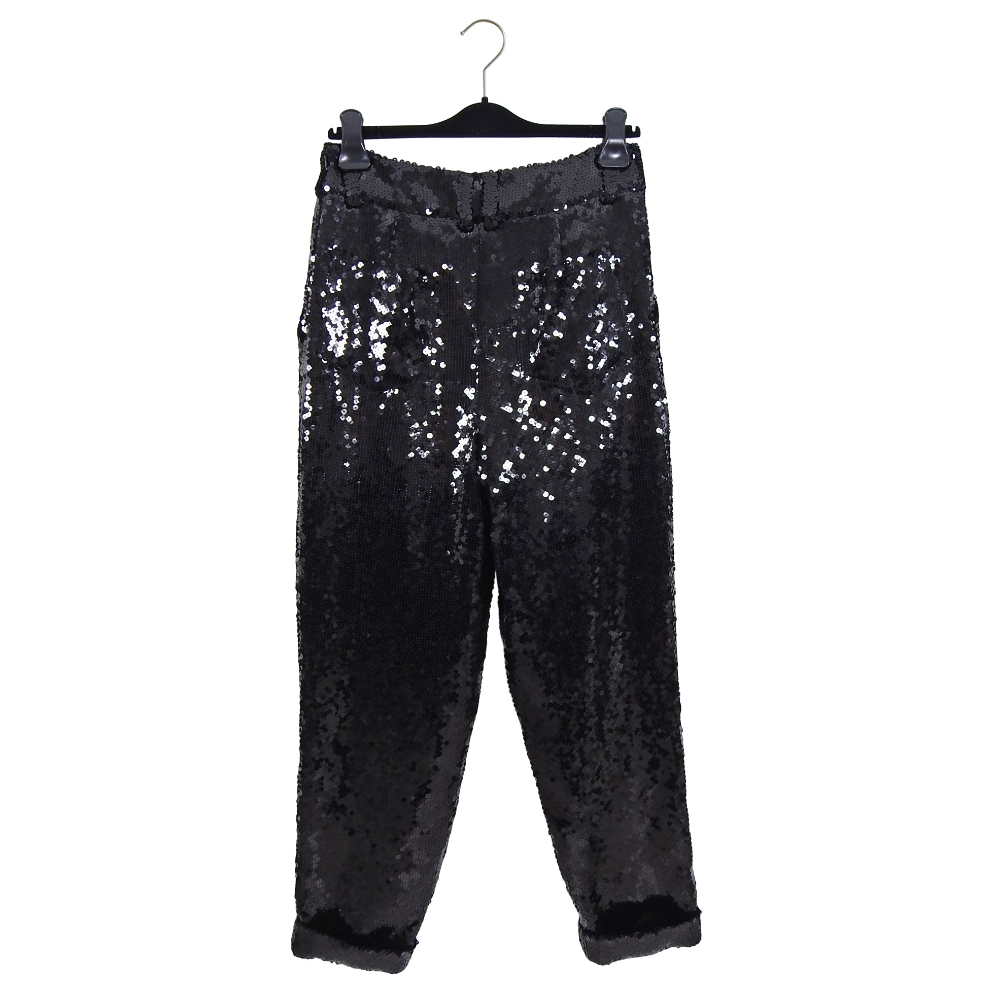 Balmain Fall 2018 Runway Black Sequin Relaxed Trouser Pants Women's Size FR40 / US 8 Medium - Elegant Evening Wear & Party Outfits for Special Occasions