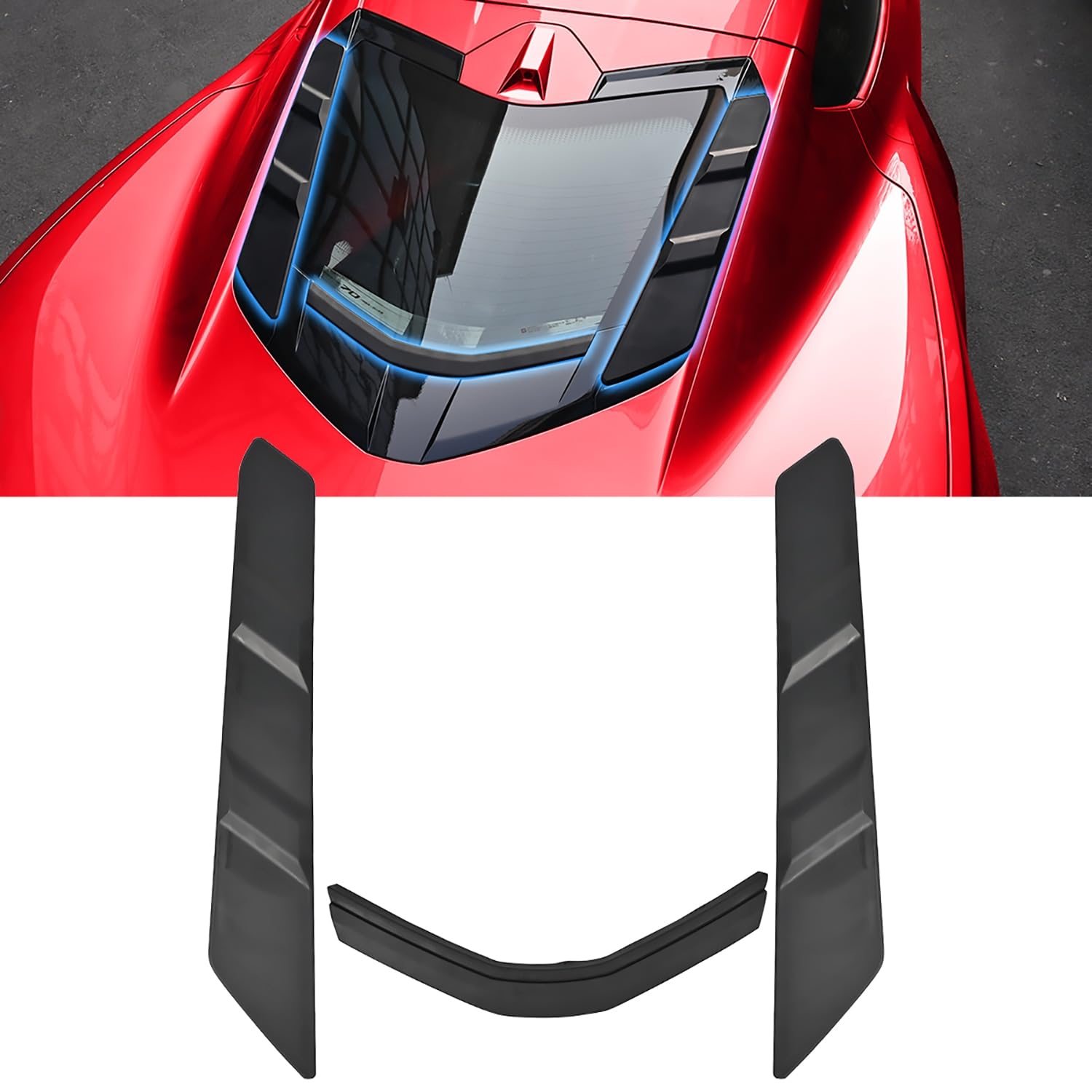 Corvette C8 Z51 Coupe & C8 Z06/E-Ray Rear Window Spoiler & Dry Bay Vent Blocks - Car Wash Protection & Engine Bay Air Vent Inserts (2020-2023 Models) - Perfect for Car Shows, Track Days & Daily Driving Protection