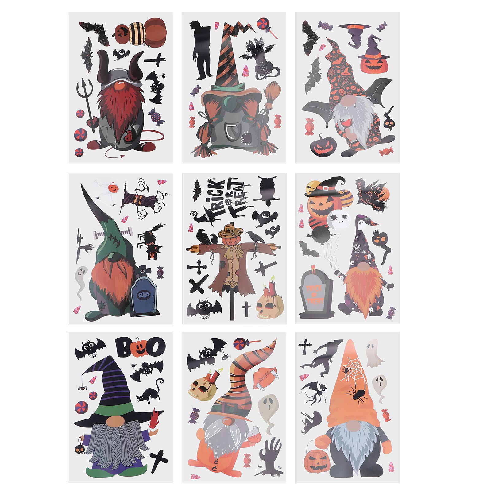 ABOOFAN Halloween Stickers - 9 Sheets of Decorative Wall & Static Window Stickers for Halloween Party Decorations, Home & Office Decor