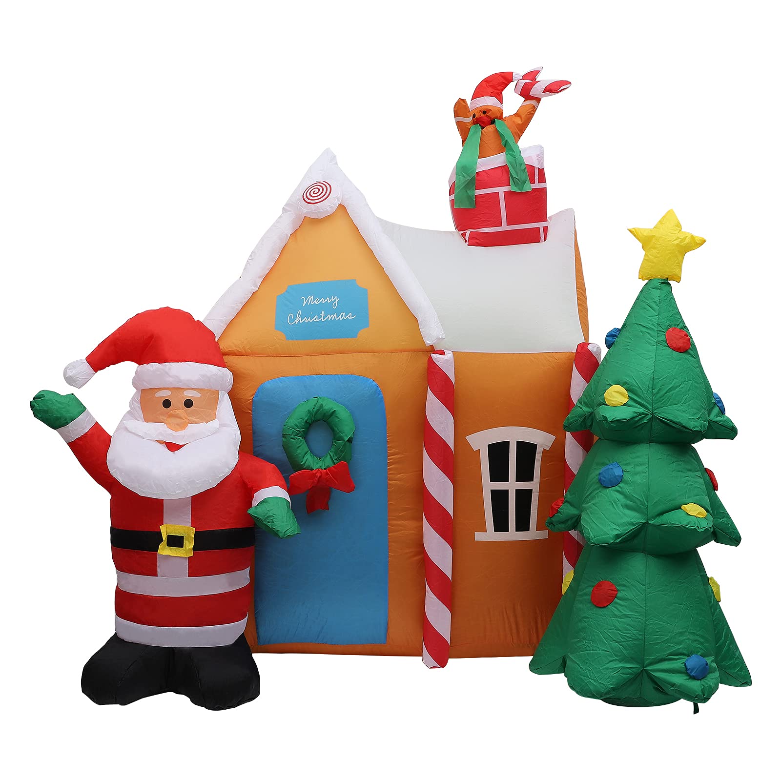 Timpfee 6 Ft Christmas Inflatables Outdoor Decorations - Inflatable Gingerbread House with Santa Claus & Christmas Tree, LED Blow Up Yard Decor for Garden, Lawn, and Holiday Party | Perfect for Outdoor Christmas Decorations, Xmas Yard Displays, and Festive Holiday Gatherings